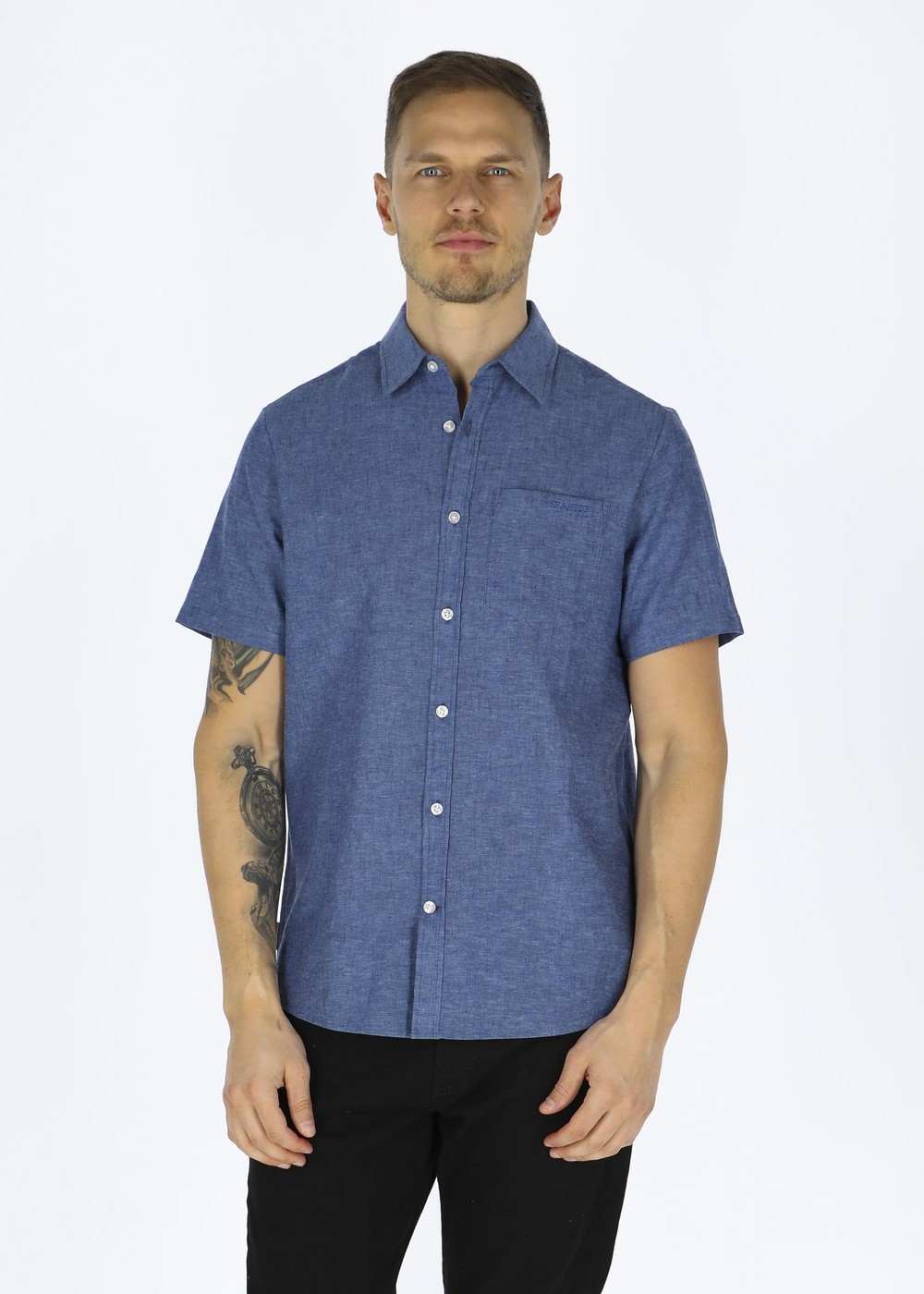 Sailor Shirt Short Sleeve, Denim Blue, S,  Kortärmade Skjortor Sailor Shirt Short Sleeve, Denim Blue, S,  Kortärmade Skjortor