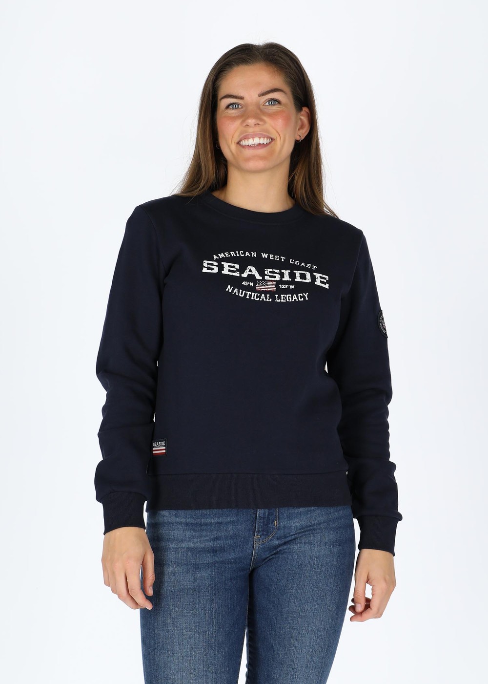 Nautical Crewneck W, Navy, 36,  Sweatshirts