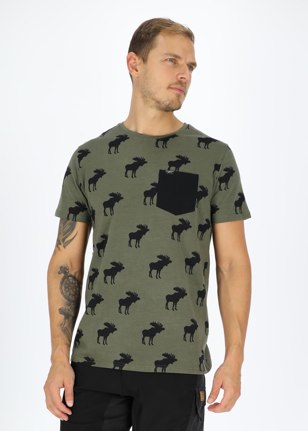 Elk Tee, Olive/Black, M,  T-Shirts Elk Tee, Olive/Black, M,  T-Shirts