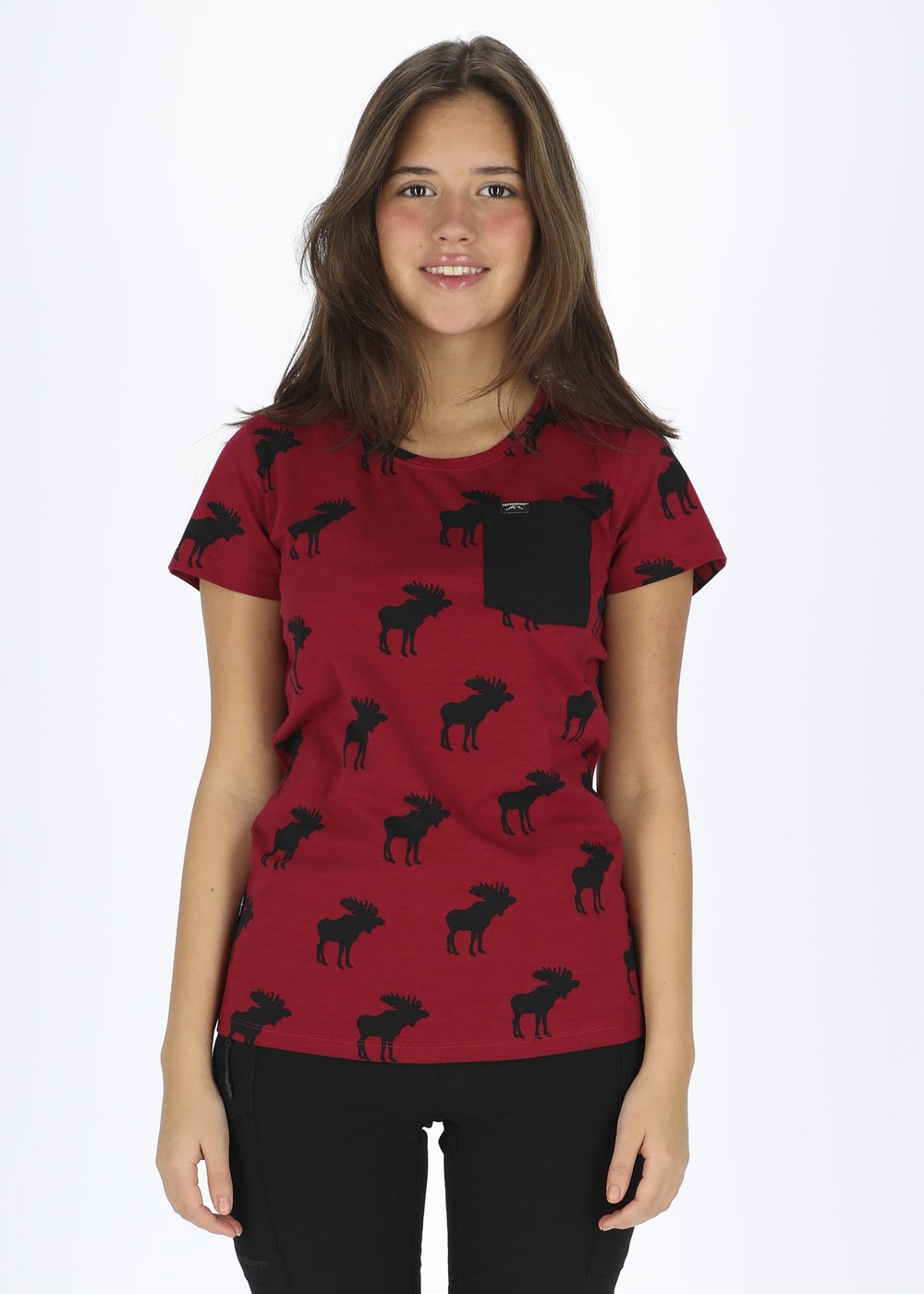 Elk Tee W, Burgundy/Black, 44,  T-Shirts Elk Tee W, Burgundy/Black, 44,  T-Shirts