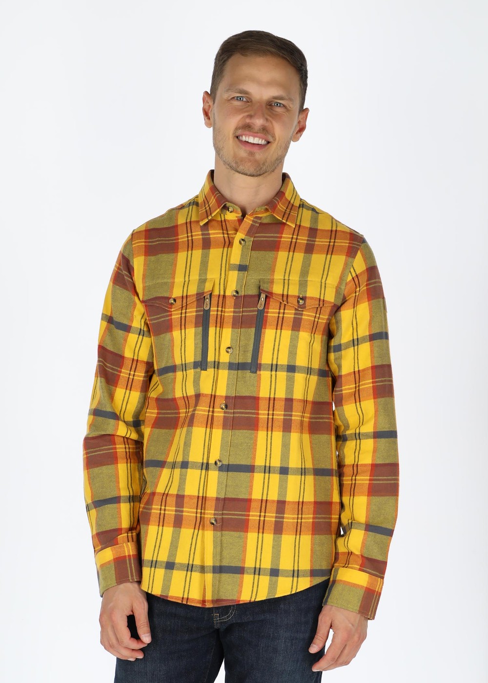 Nordkap Flannel Shirt, Yellow Check, S,  Långärmade Skjortor