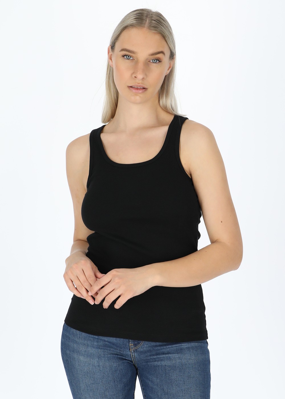 Ellen Rib Tank, Black, 46,  Toppar