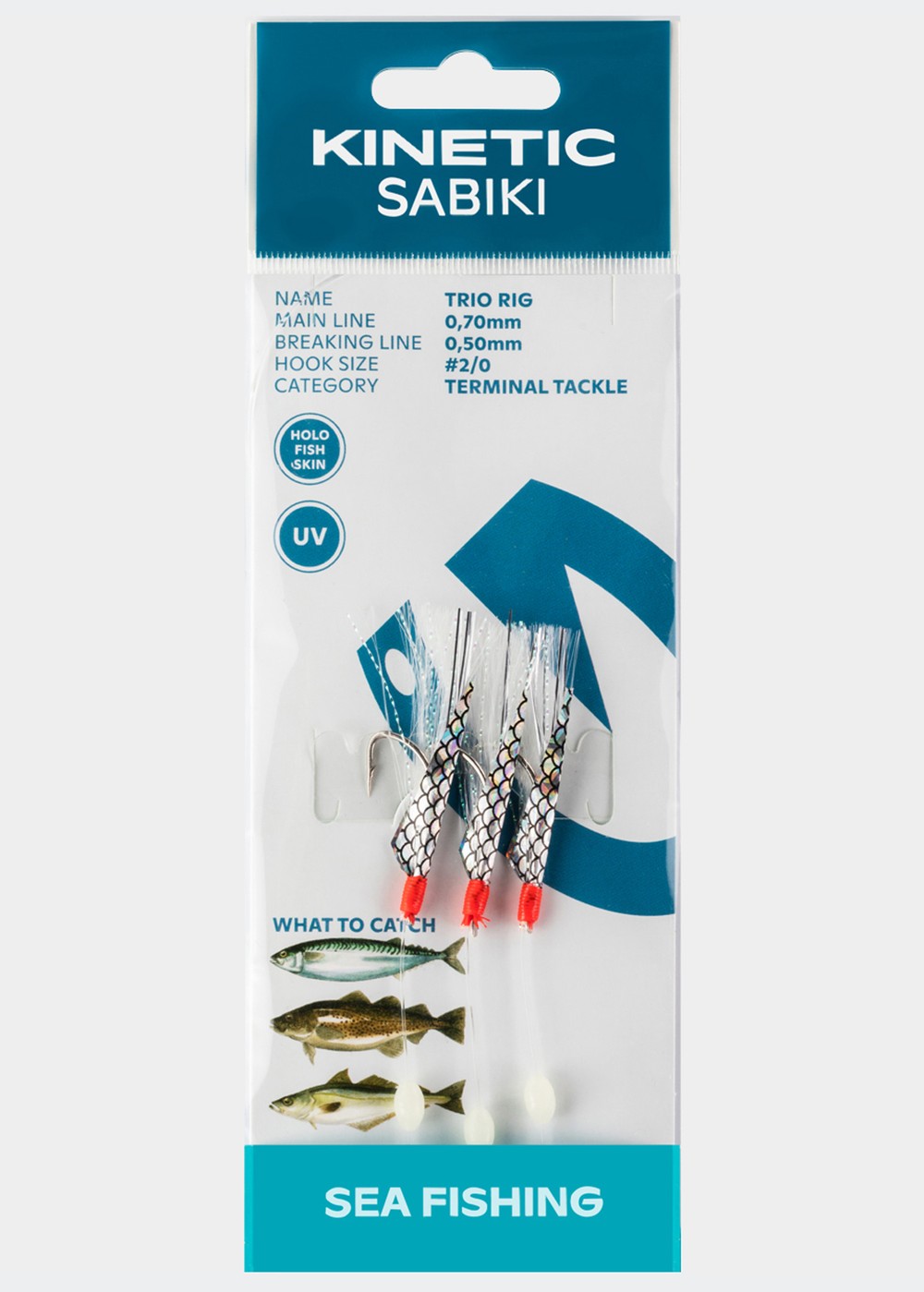 Kinetic Sabiki Trio, White Flash, 2/0,  Krokar