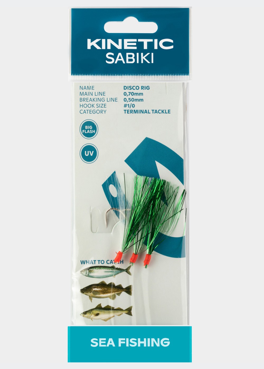 Kinetic Sabiki Disco, Green/White Flash, 1/0,  Krokar