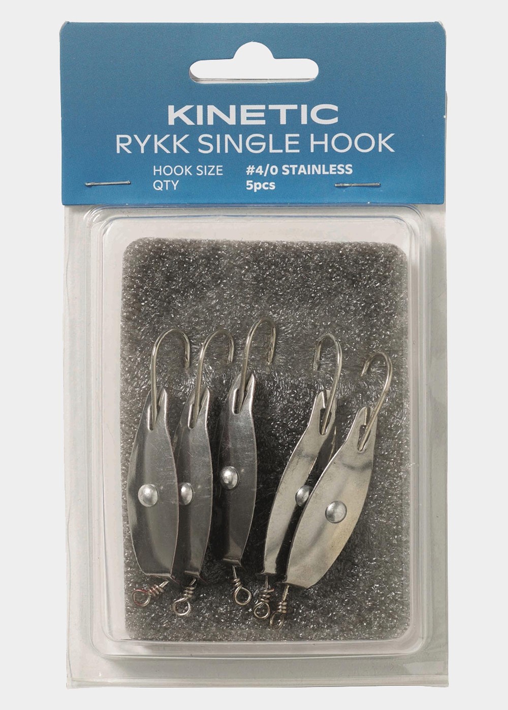 Kinetic Rykk Single Hook, Stainless/Red, 4/0,  Krokar