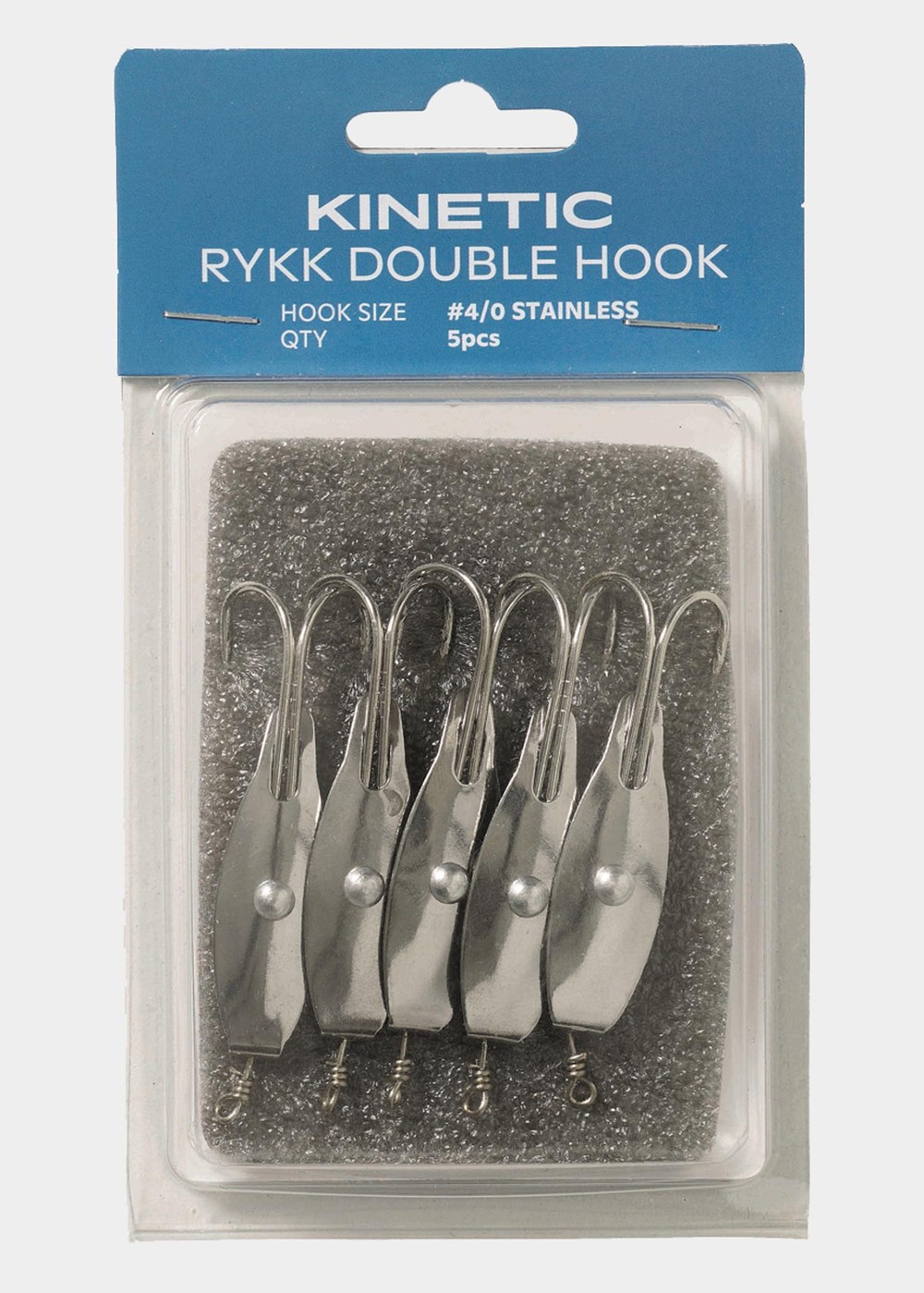 Kinetic Rykk Double Hook, Stainless/Red, 4/0,  Krokar