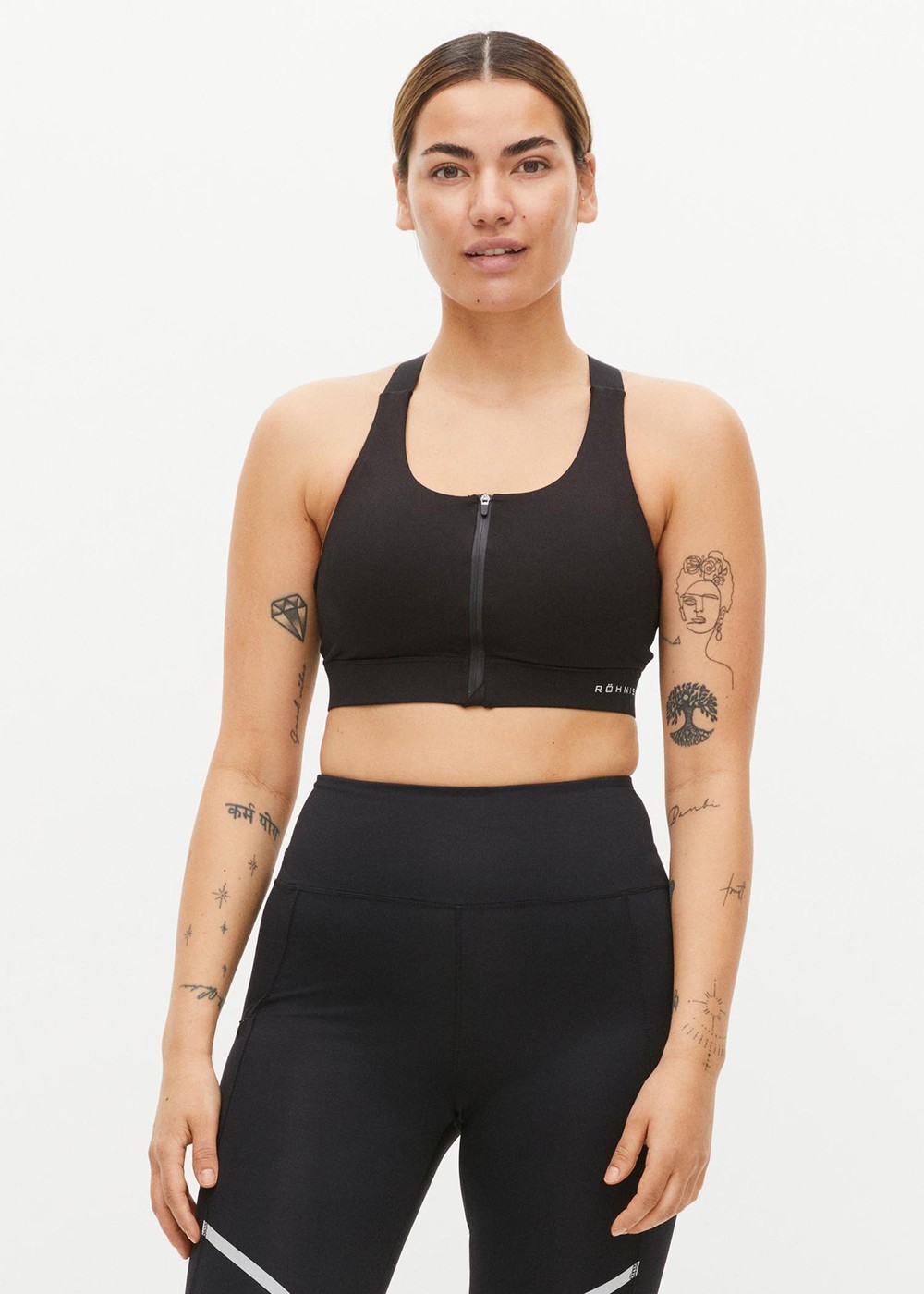 Zip Up Sportsbra, Black, Xs,  Sport-Bh