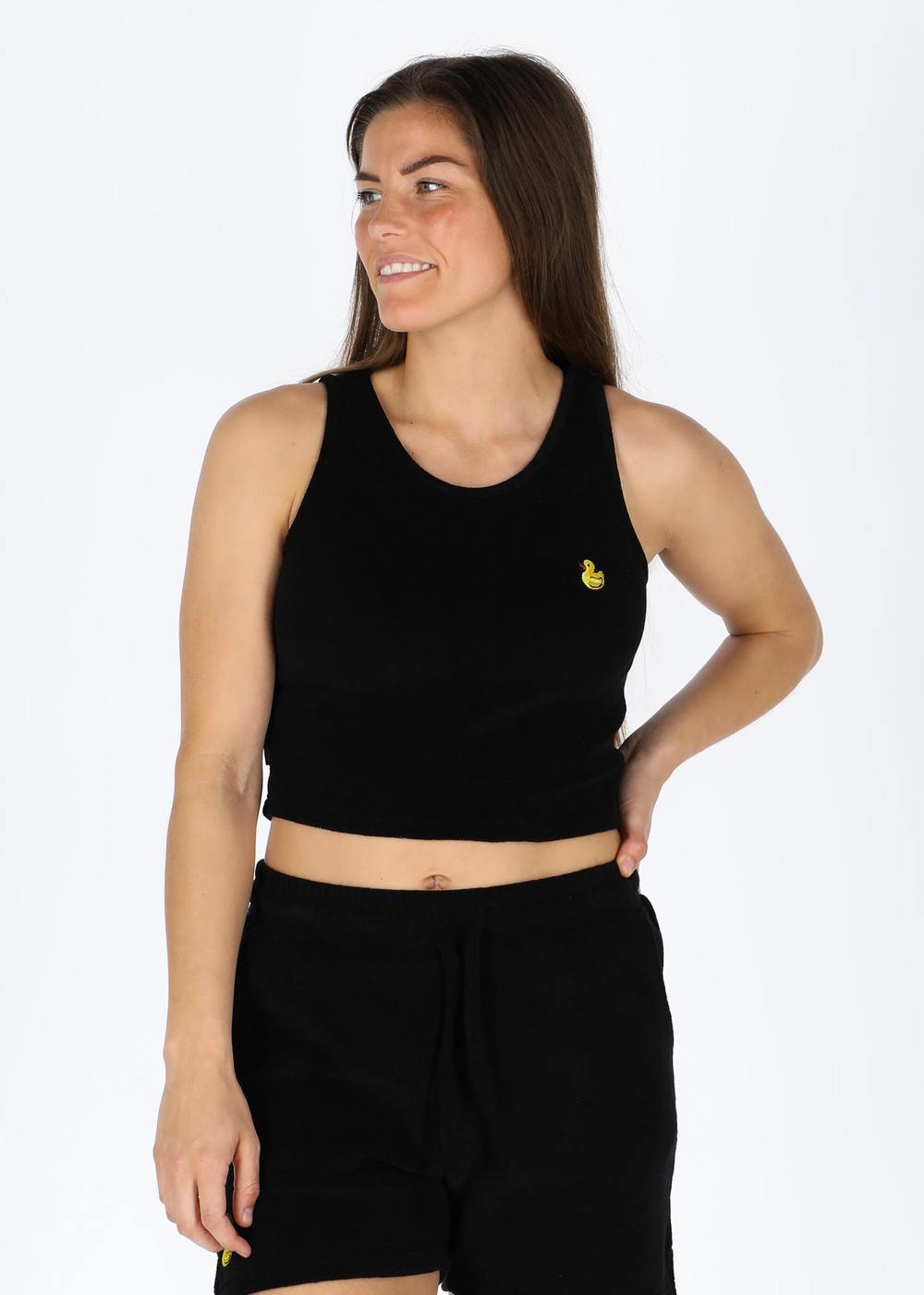 Ibiza Terry Crop Singlet W, Black, 42,  Linnen