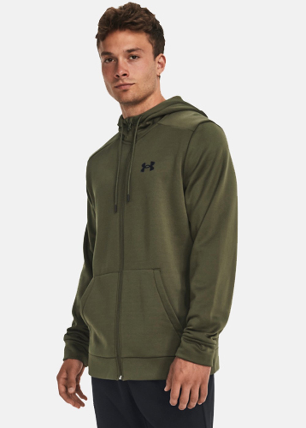 Ua Armour Fleece Fz Hoodie, Marine Od Green, M,  Hoodies