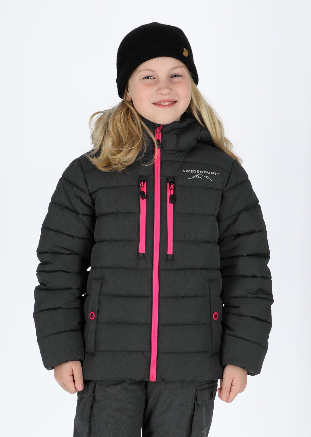 Branäs Jacket Jr 2.0, Charcoal Melange/ Fresh Pink, 160,  Skidjackor