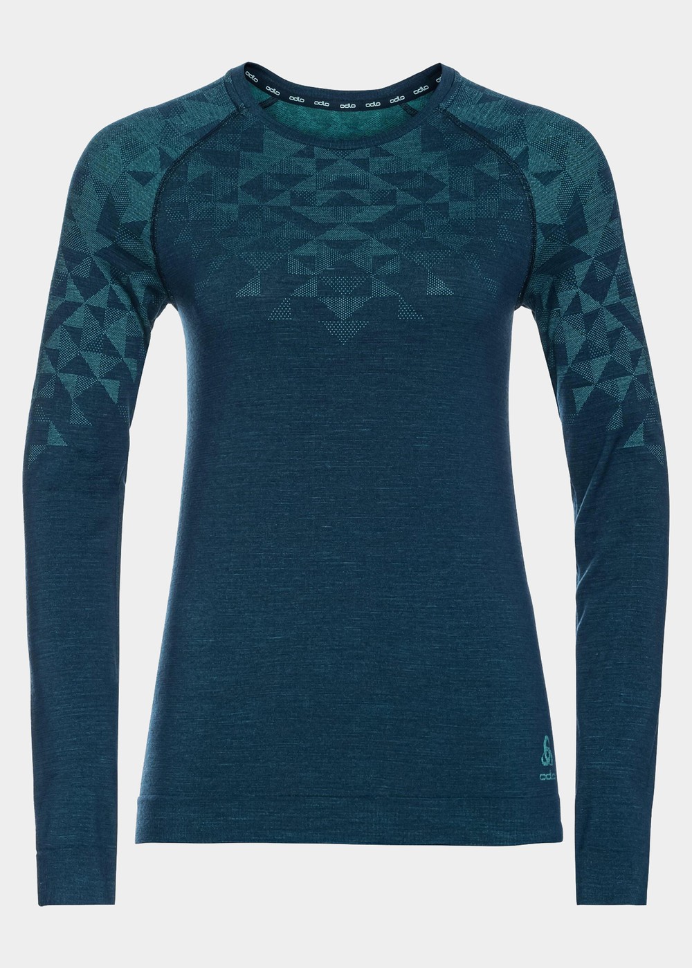 Odlo W Crew Neck L/S Kinship P, Blue Wing Teal Melange, S,  Funktionsunderställ