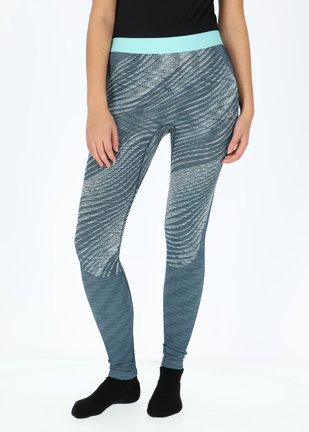 Odlo W Bottom Long Blackcomb E, Blue Wing Teal - Space Dye, M,  Underställsbyxor