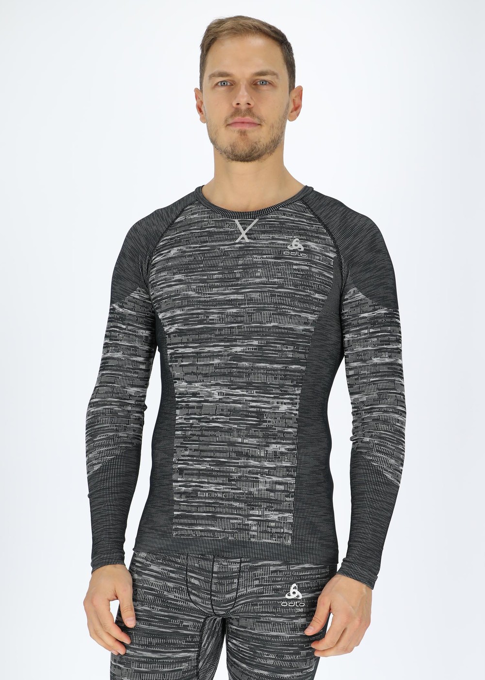 Odlo M Top Crew Neck L/S Black, Black - Space Dye, S,  Underställströjor