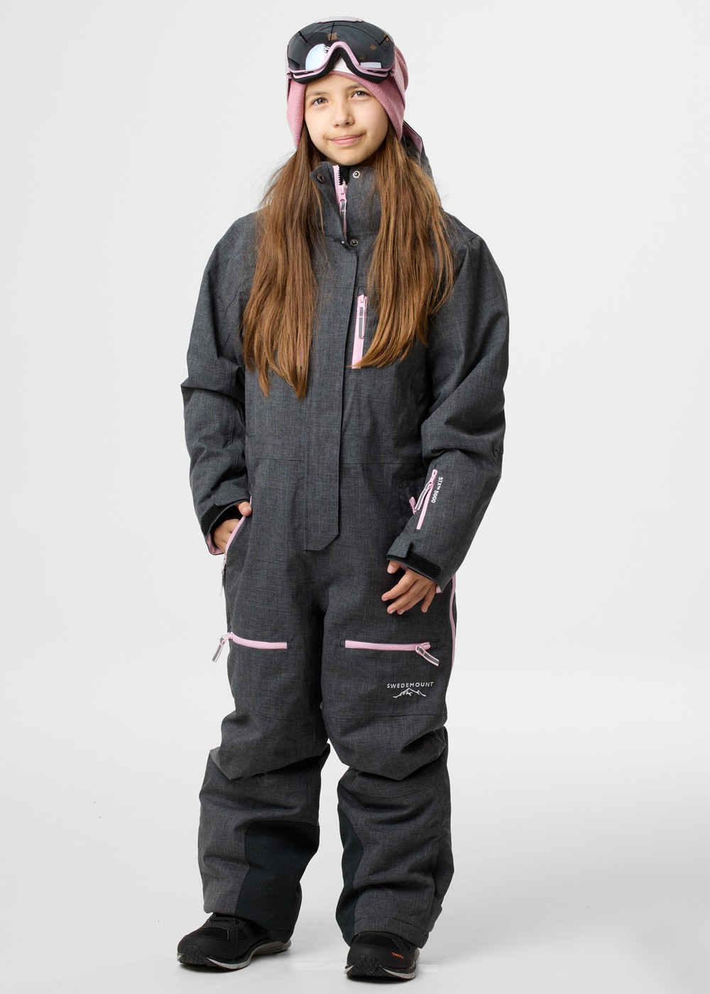 Cervinia Skisuit Jr, Charcoal Melange/Light Pink, 160,  Vinteroveraller Cervinia Skisuit Jr, Charcoal Melange/Light Pink, 160,  Vinteroveraller