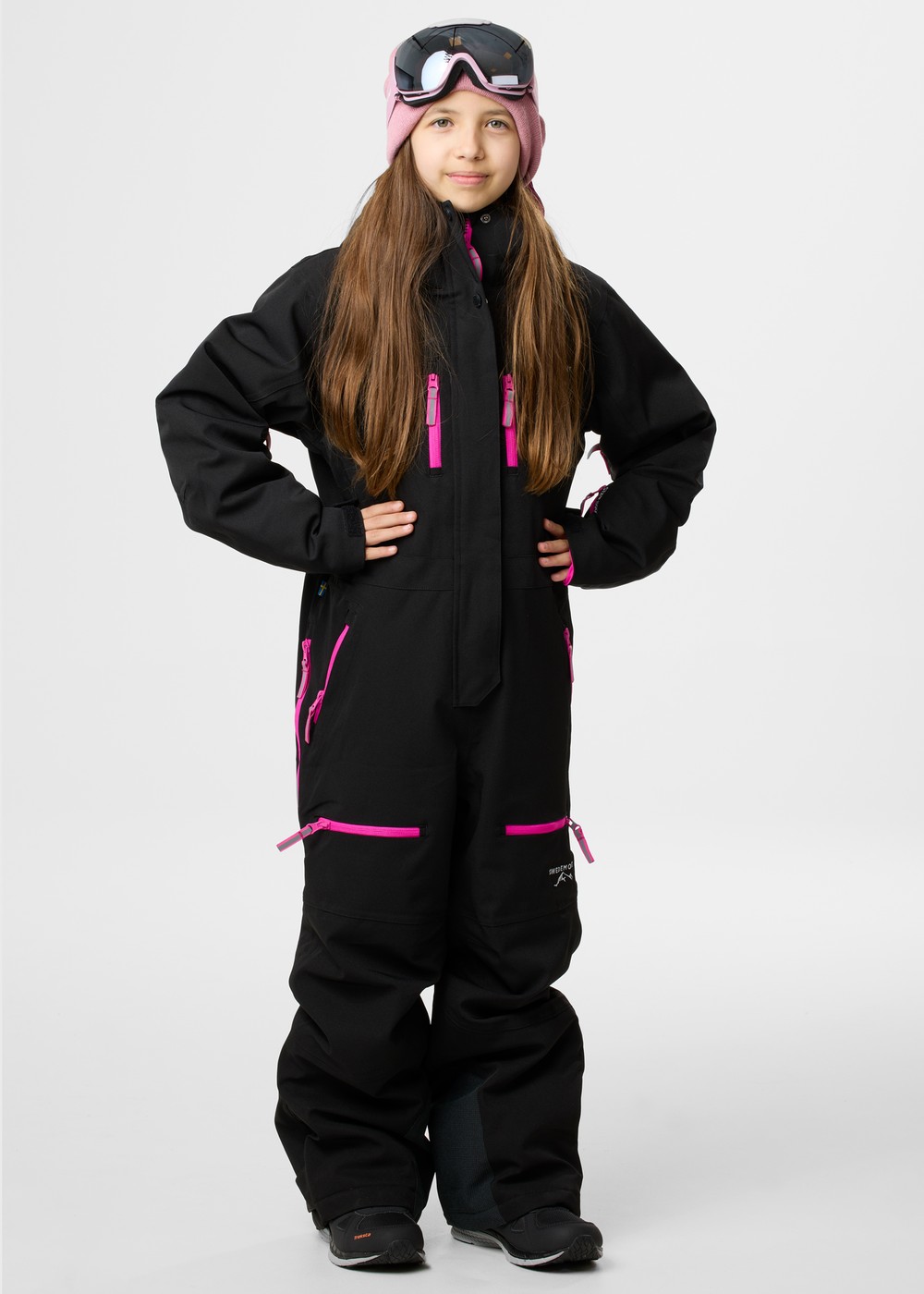 Cervinia Skisuit Jr, Black/ Fresh Pink, 170,  Vinteroveraller