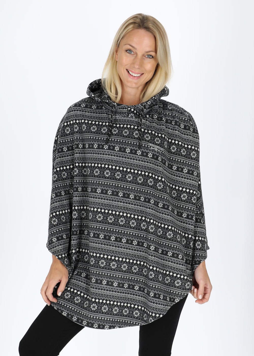 Idre Poncho Ii W, Black/White, Onesize,  Fleecetröjor