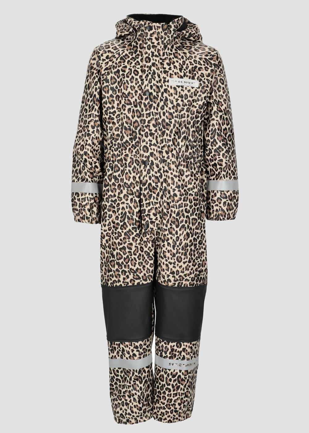 Drop Fleece Rain Suit Jr, Black/Leopard, 70,  Fleeceoveraller