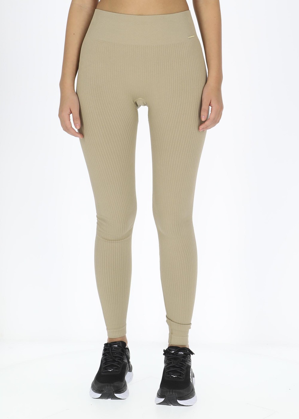 High Waist Rib Seamless Tights, Cappuccino, M/L,  Långa Tights