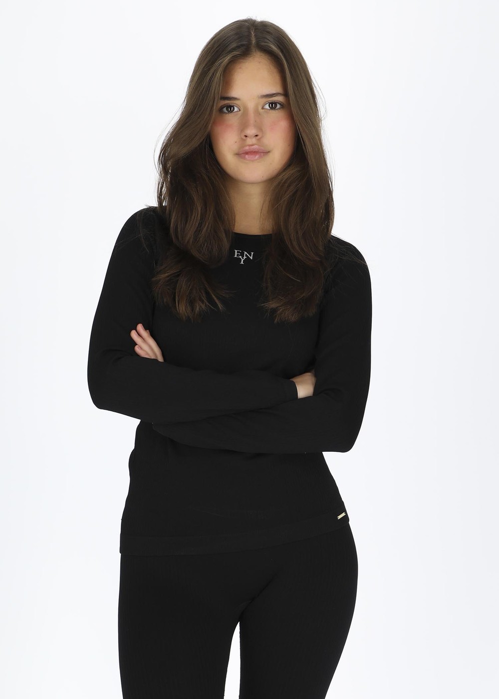 Rib Seamless Long Sleeved Top, Black, Xs/S,  Löpar-T-Shirts