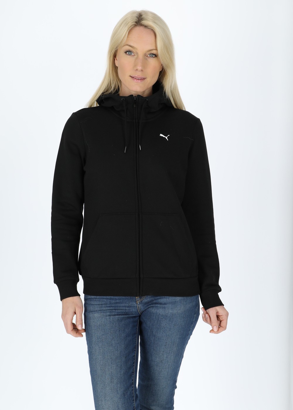 ESS Small Logo Full-Zip Hoodie FL, hettegenser dame  Black-Cat