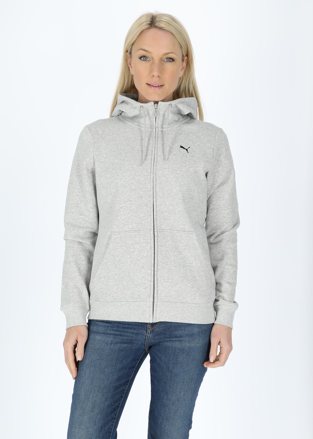 Ess Small Logo Full-Zip Hoodie, Light Gray Heather-Cat, Xs,  Hoodies