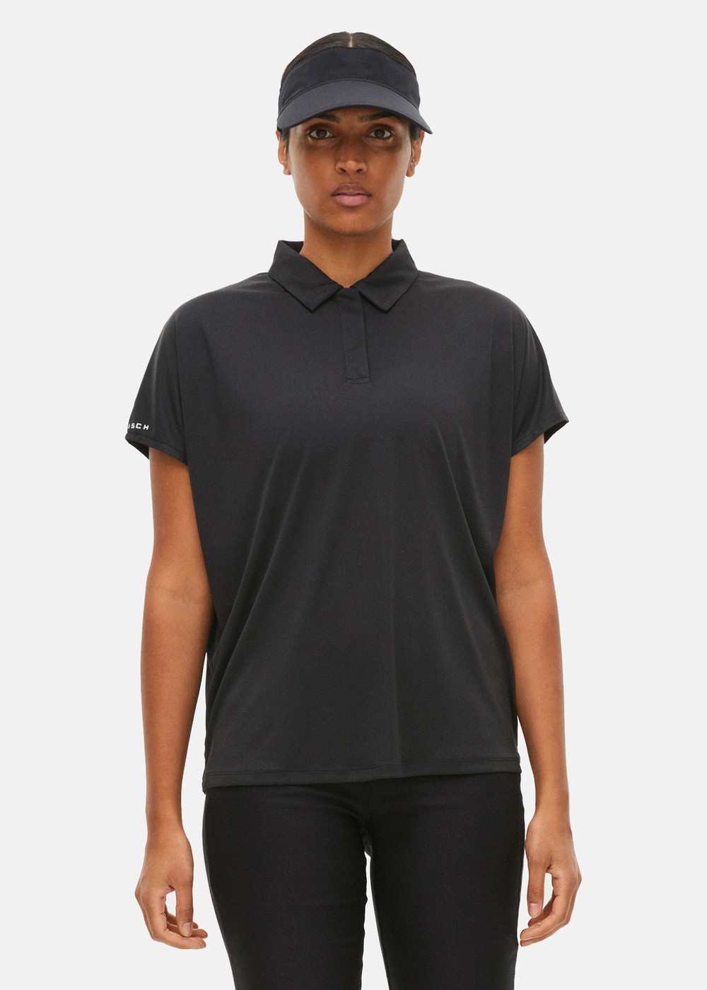 Corinne Loose Poloshirt, Black, L,  Funktionspikéer
