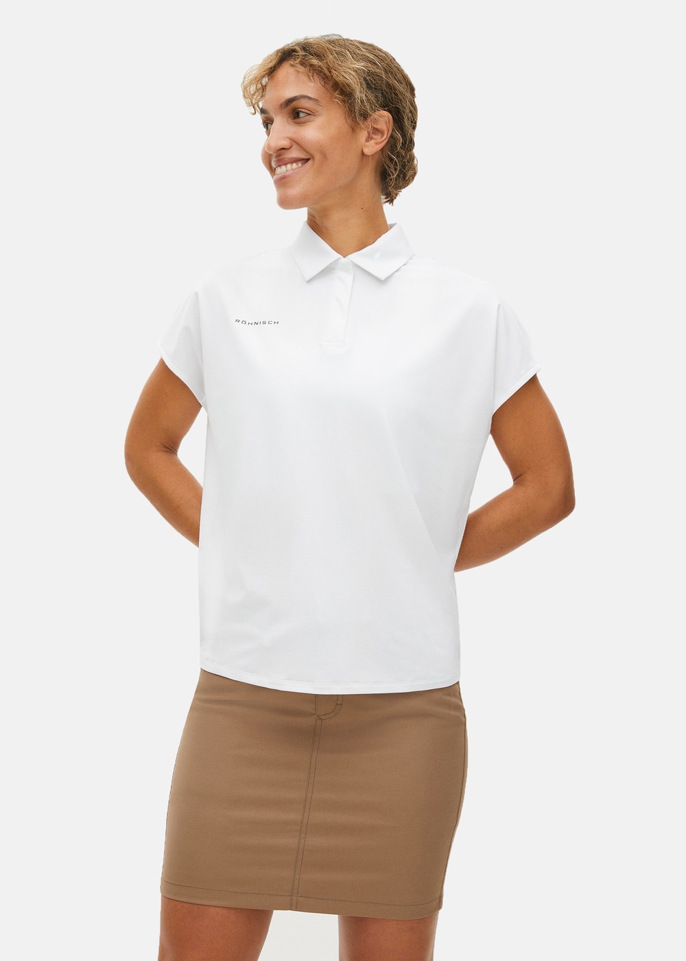 Corinne Loose Poloshirt, White, S,  Funktionspikéer