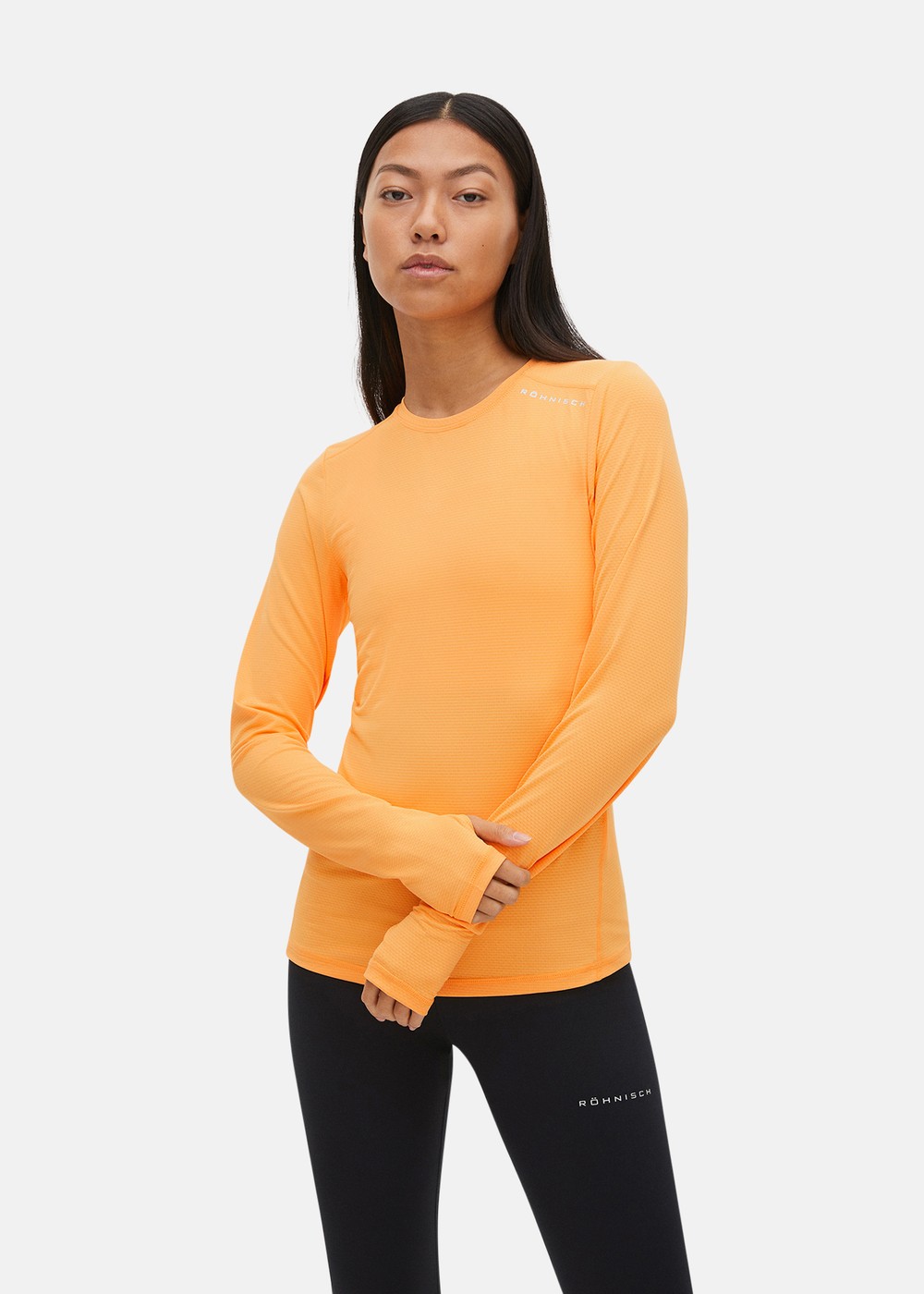 Jacquard Long Sleeve, Blazing Orange, Xs,  Löpartröjor