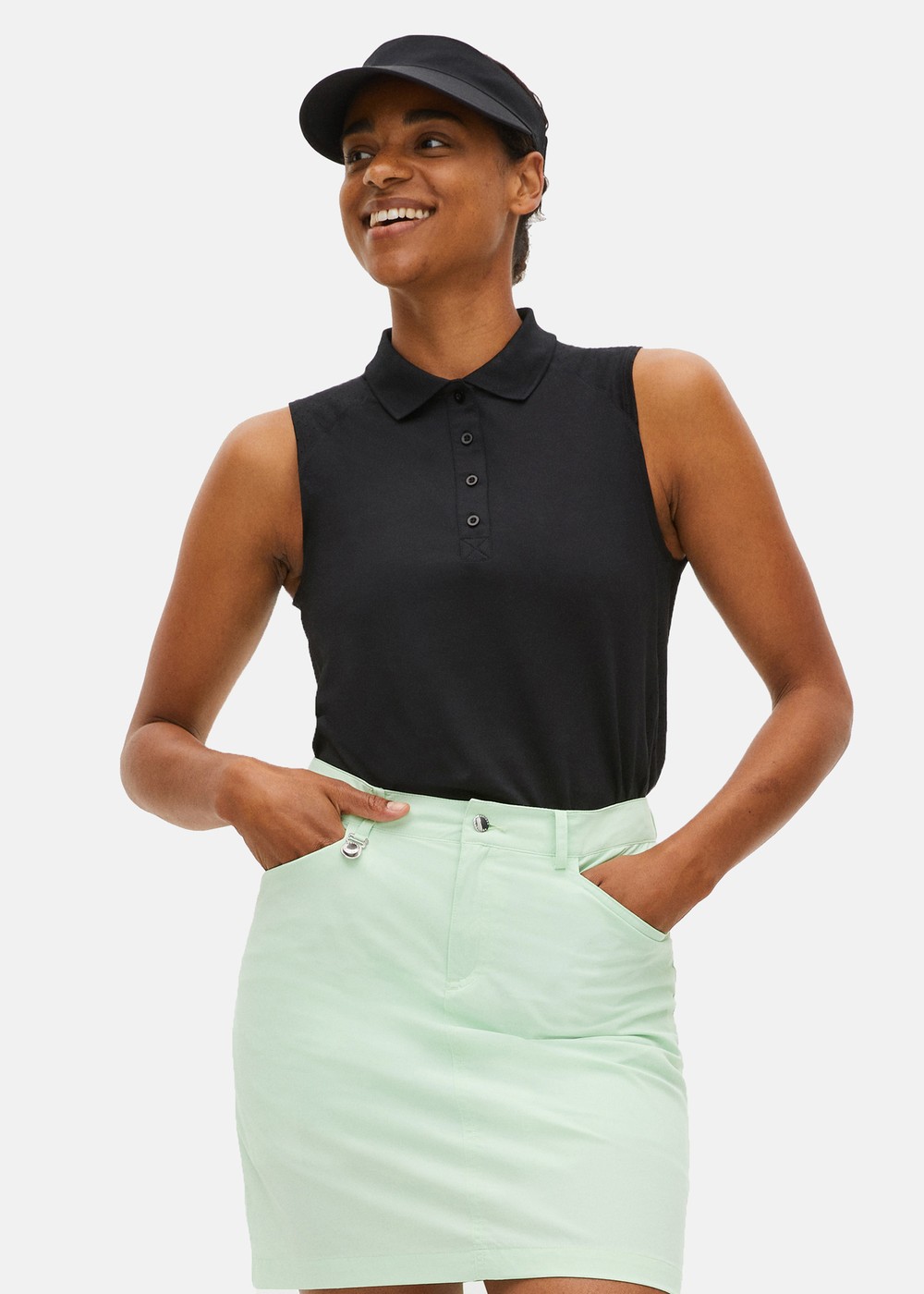 Rumie Sleeveless Poloshirt, Black, L,  Funktionspikéer