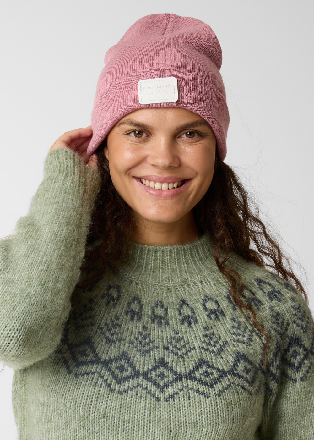Nordic Wool Beanie, Dusty Rose/Off White, Onesize,  Mössor