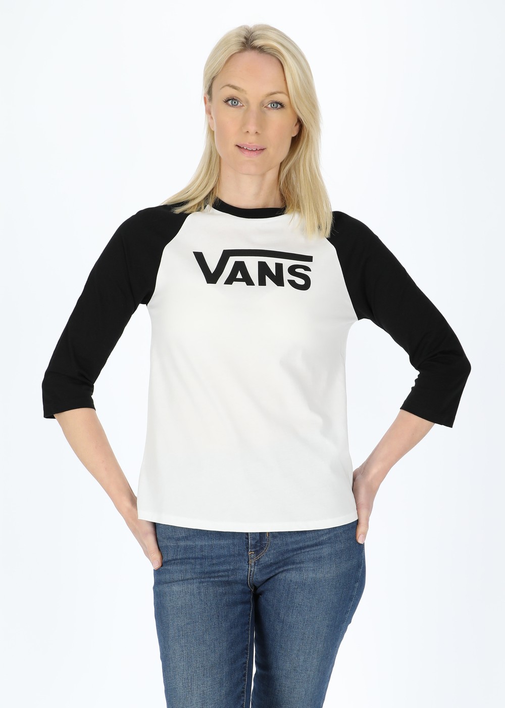 Drop V Raglan-B, White, Xs,  T-Shirts