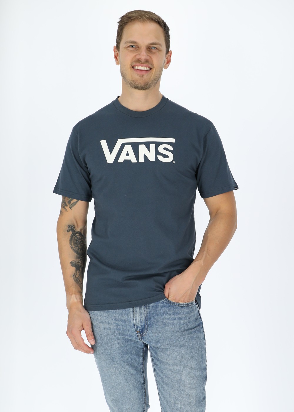 Classic Vans Tee-B, Indigo/Marshmallow, Xl,  T-Shirts