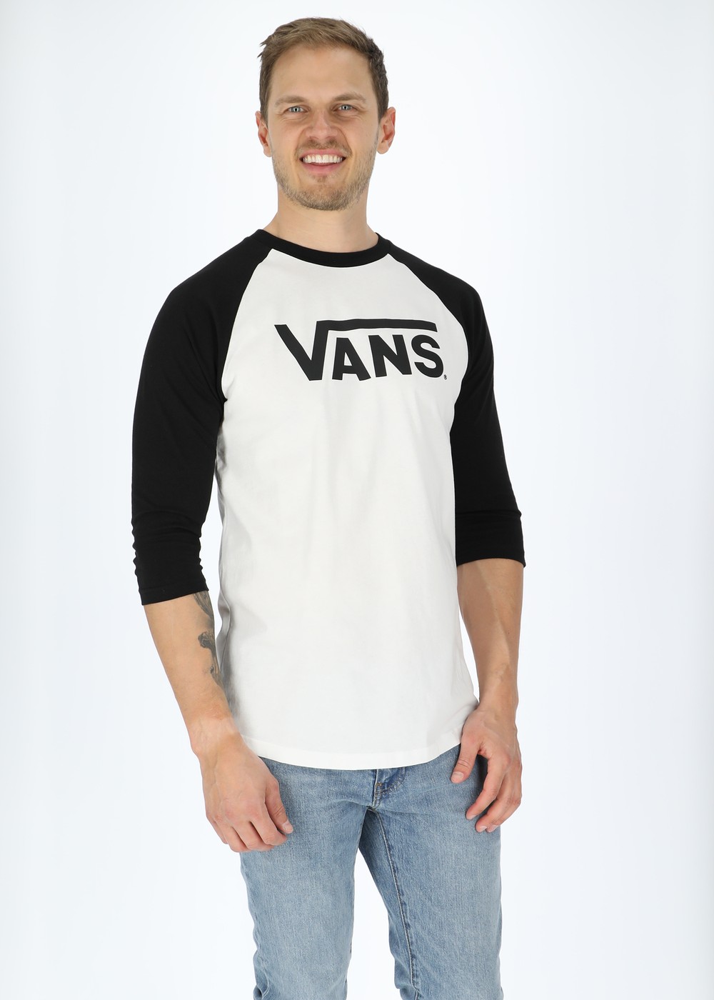 Classic Vans Raglan-B, White/Black, Xl,  Kläder