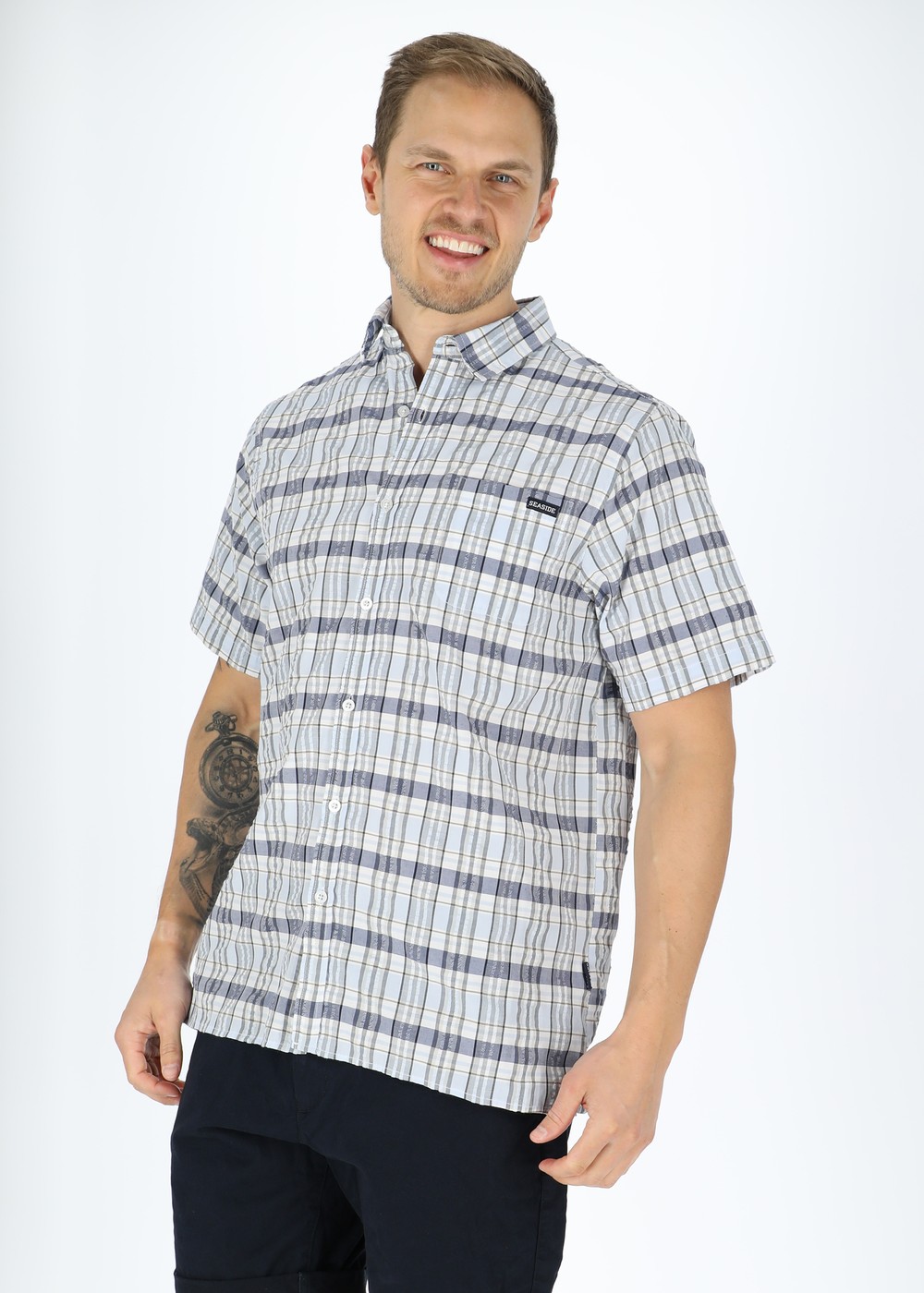 Coos Bay Shirt, White Blue Check, 2xl,  Kortärmade Skjortor Coos Bay Shirt, White Blue Check, 2xl,  Kortärmade Skjortor