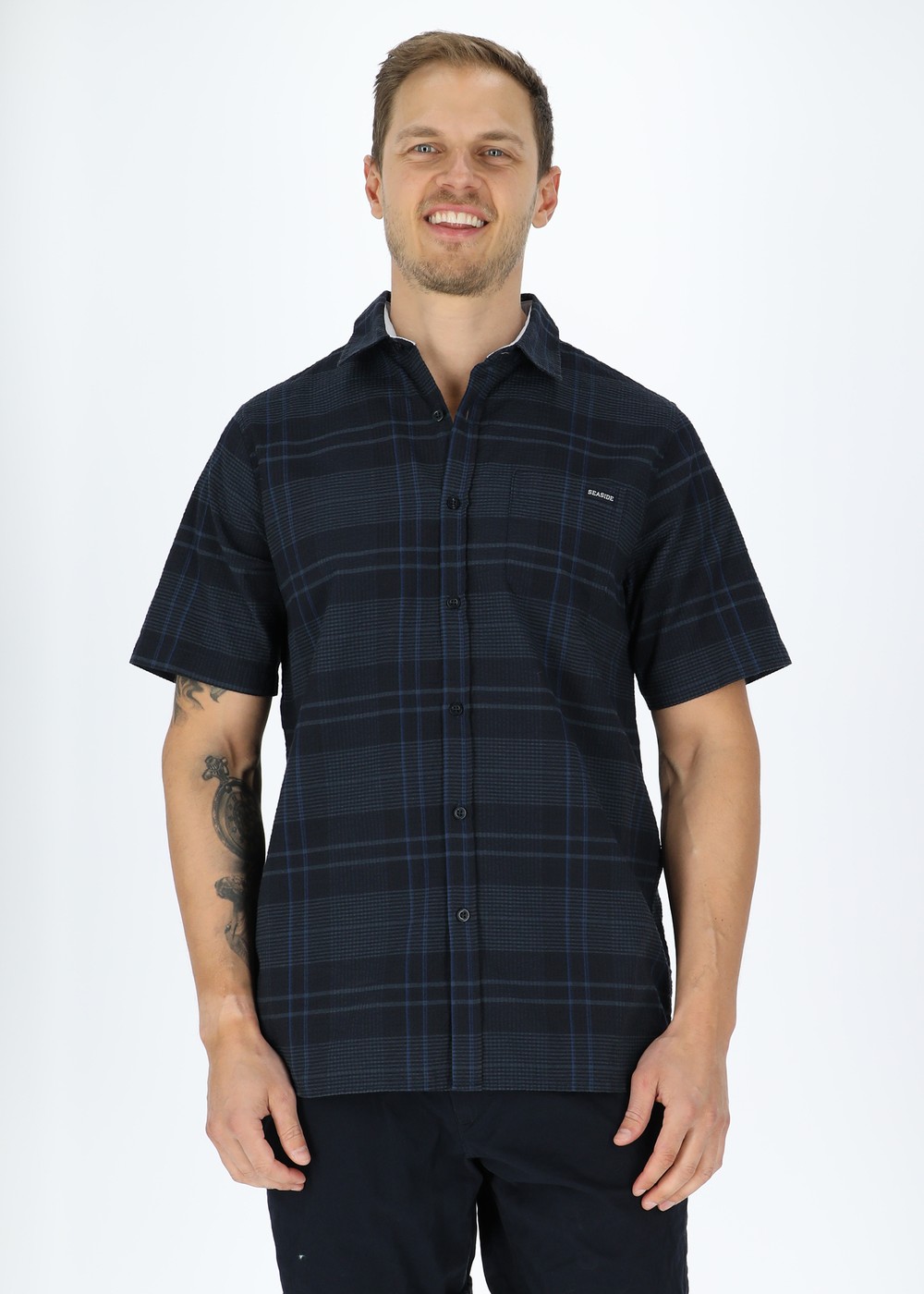 Coos Bay Shirt, Dk. Navy Check, 2xl,  Kortärmade Skjortor
