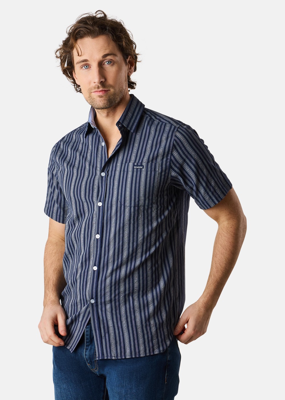 Coos Bay Shirt, Navy Stripe, 4xl,  Kortärmade Skjortor Coos Bay Shirt, Navy Stripe, 4xl,  Kortärmade Skjortor