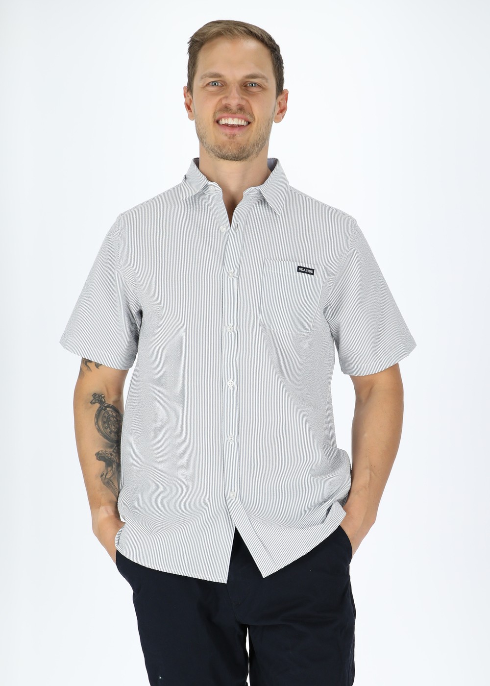 Coos Bay Shirt, Blue Stripe, 2xl,  Kortärmade Skjortor