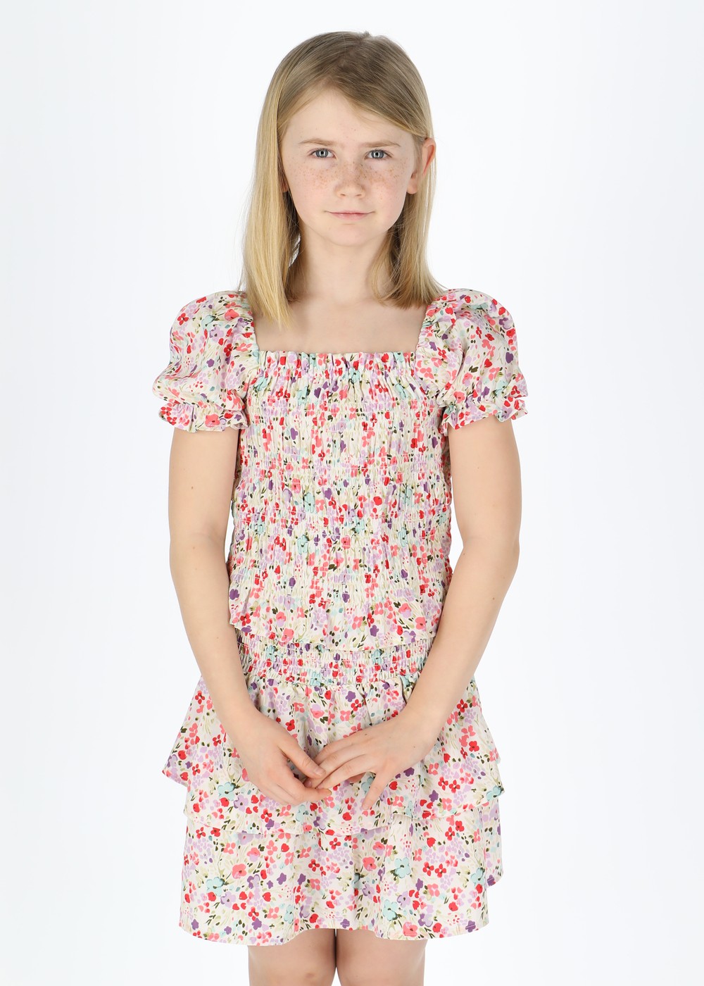 Miami Smock Top  Jr, Multi Flower, 150,  Toppar Miami Smock Top  Jr, Multi Flower, 150,  Toppar
