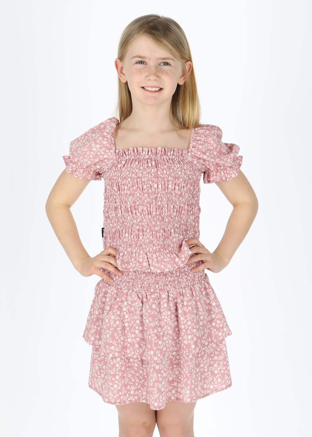 Miami Smock Top  Jr, Dusty Rose Flower, 140,  Toppar Miami Smock Top  Jr, Dusty Rose Flower, 140,  Toppar