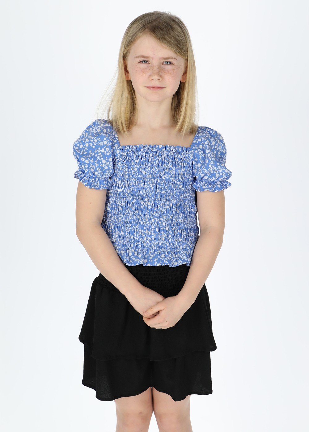 Miami Smock Top  Jr, Blue Flower, 160,  Toppar Miami Smock Top  Jr, Blue Flower, 160,  Toppar