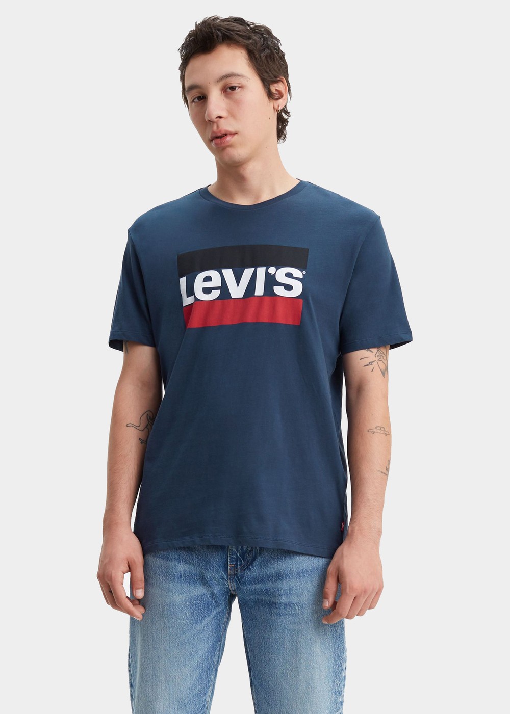 Levis Men Placed Sprtswr Logo, Blue, S,  T-Shirts