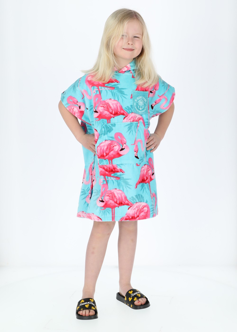 Tropical Beach Poncho Kids, Turquoise Flamingo, Onesize,  Badkläder