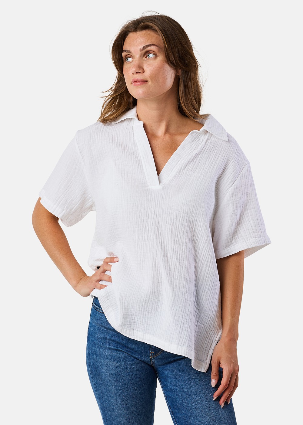 Maxime Blouse W, White, 46,  Kortärmade Skjortor Maxime Blouse W, White, 46,  Kortärmade Skjortor