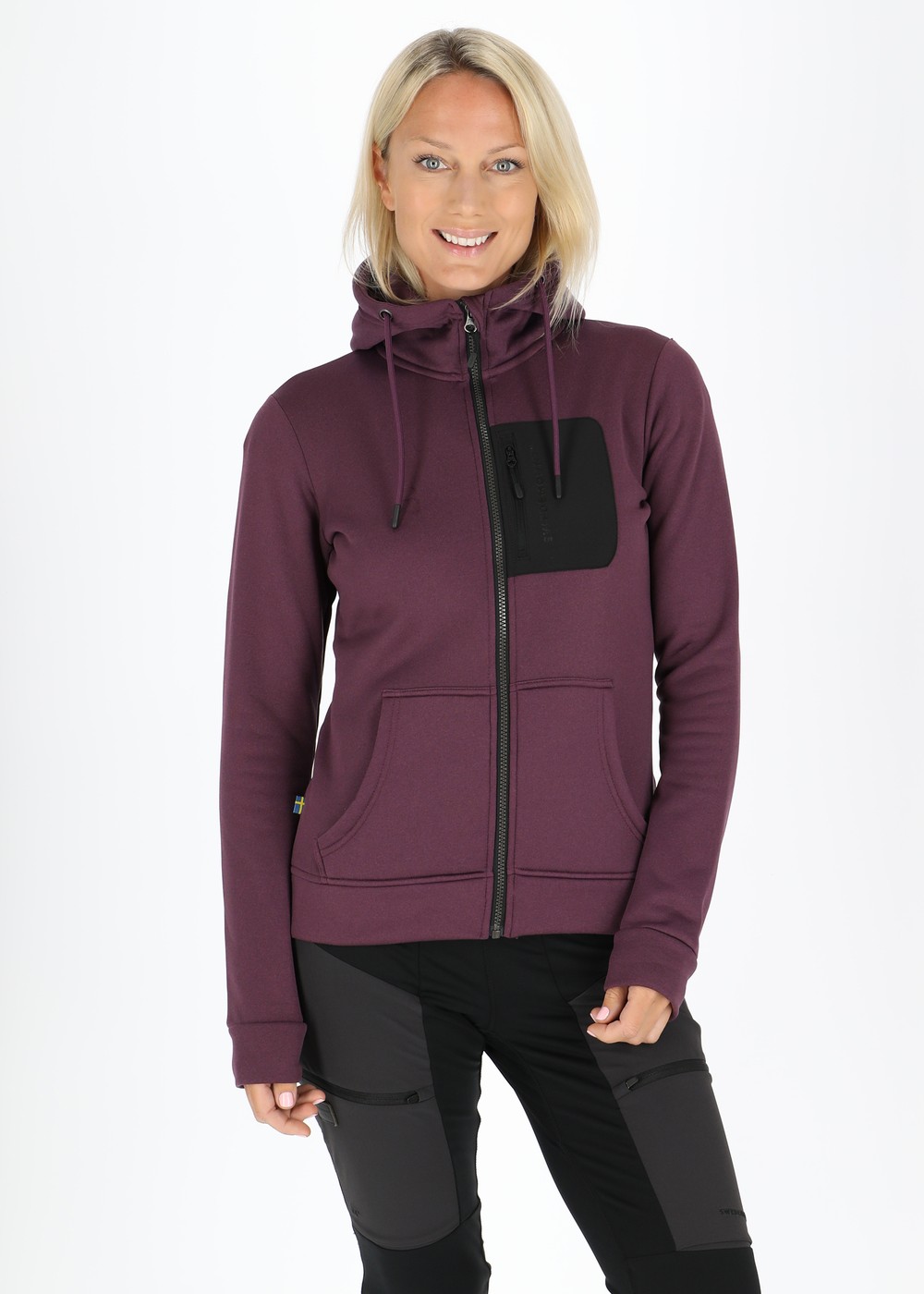 Trondheim Stretch Full Zip Hood W Plum Melange 38  Hoodies
