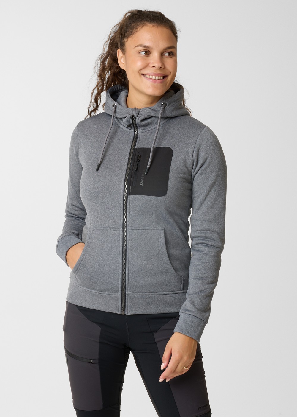 Trondheim Stretch Full Zip Hood W Charcoal Melange 40  Hoodies