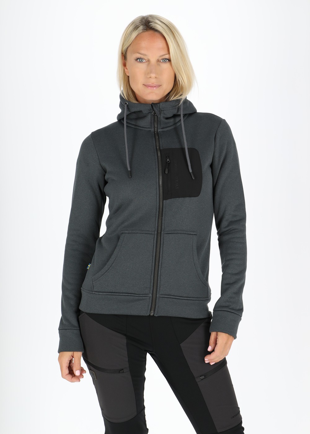 Trondheim Stretch Full Zip Hood W, Black Melange, 48,  Hoodies