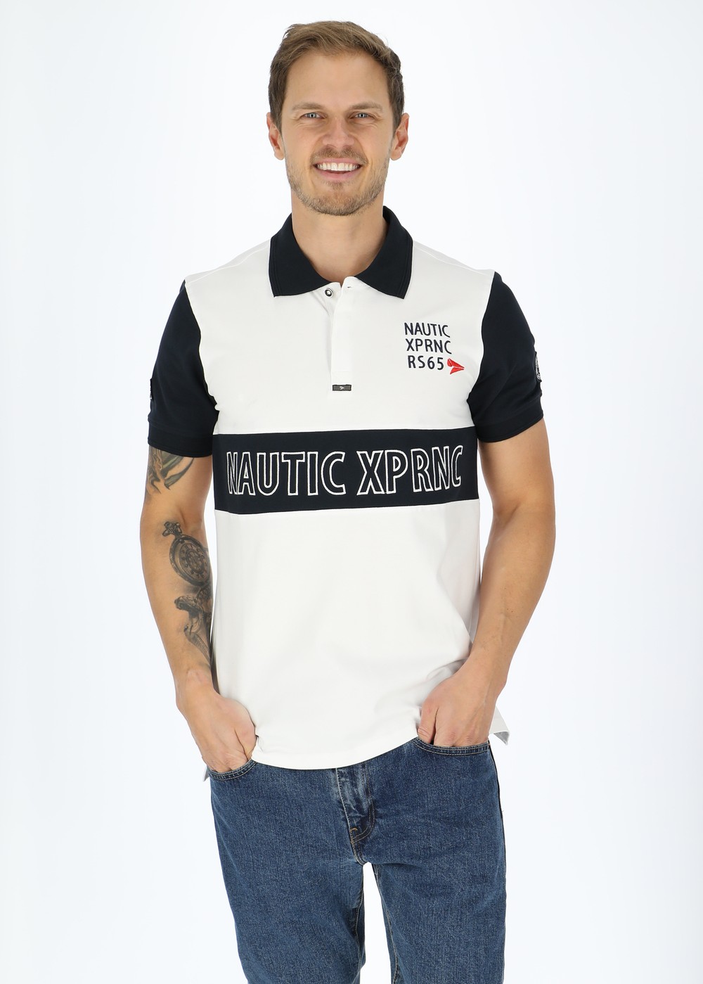 Marstrand Logo Piké, White/Dk Navy, 2xl,  Bomullspikéer Marstrand Logo Piké, White/Dk Navy, 2xl,  Bomullspikéer