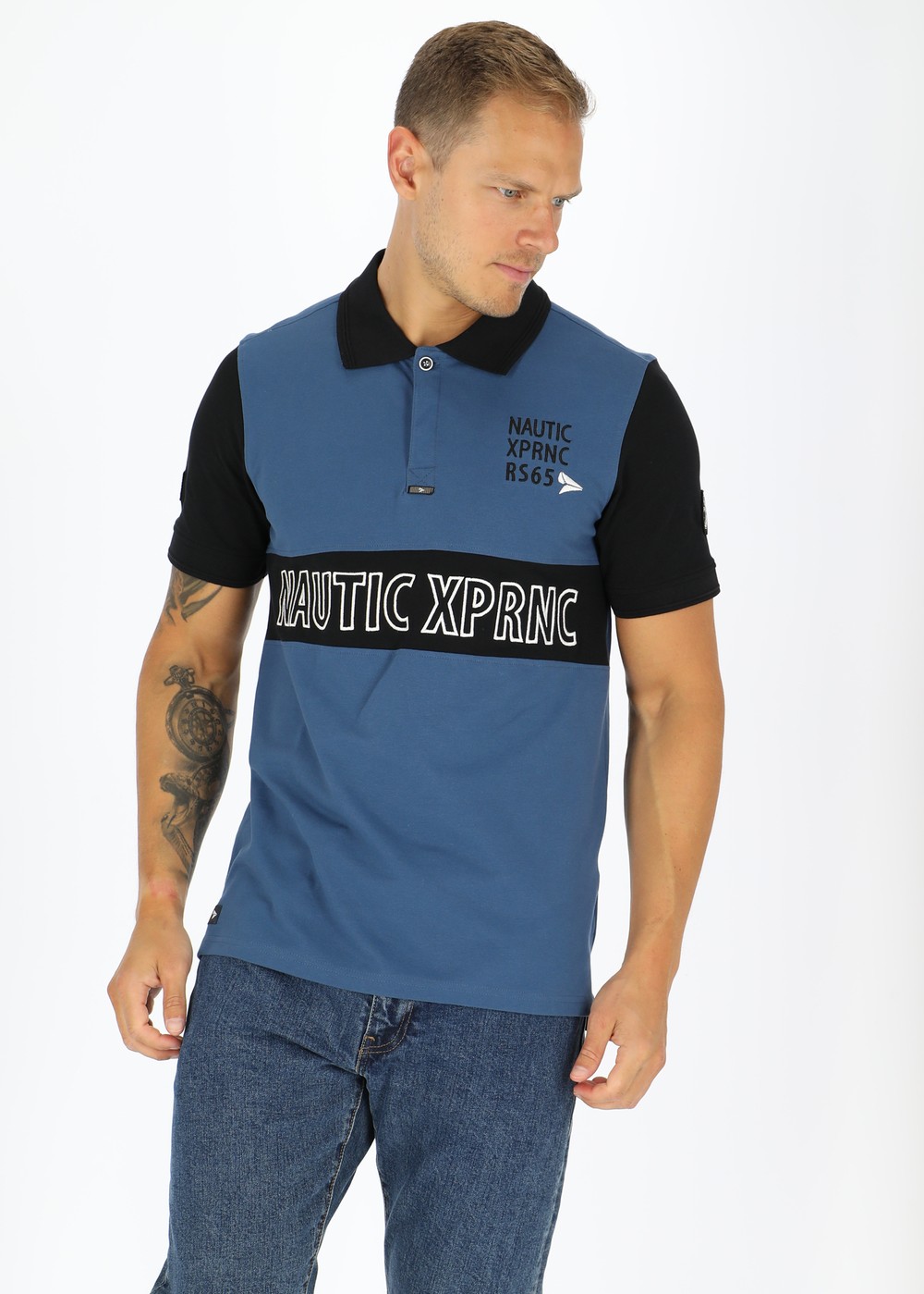 Marstrand Logo Piké, Denim Blue/Black, 4xl,  Bomullspikéer Marstrand Logo Piké, Denim Blue/Black, 4xl,  Bomullspikéer