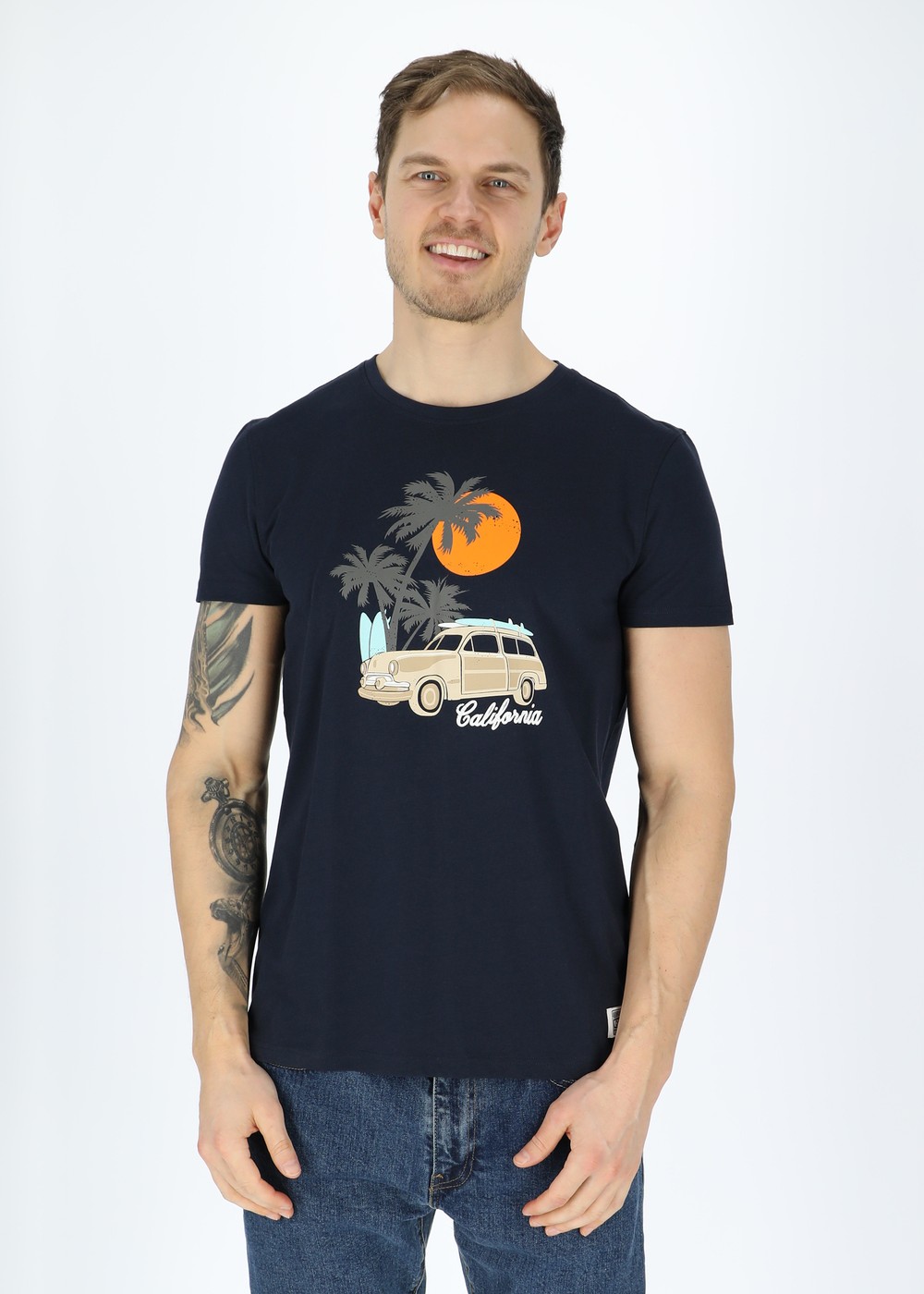 Sunset Van Tee, Navy, L,  T-Shirts