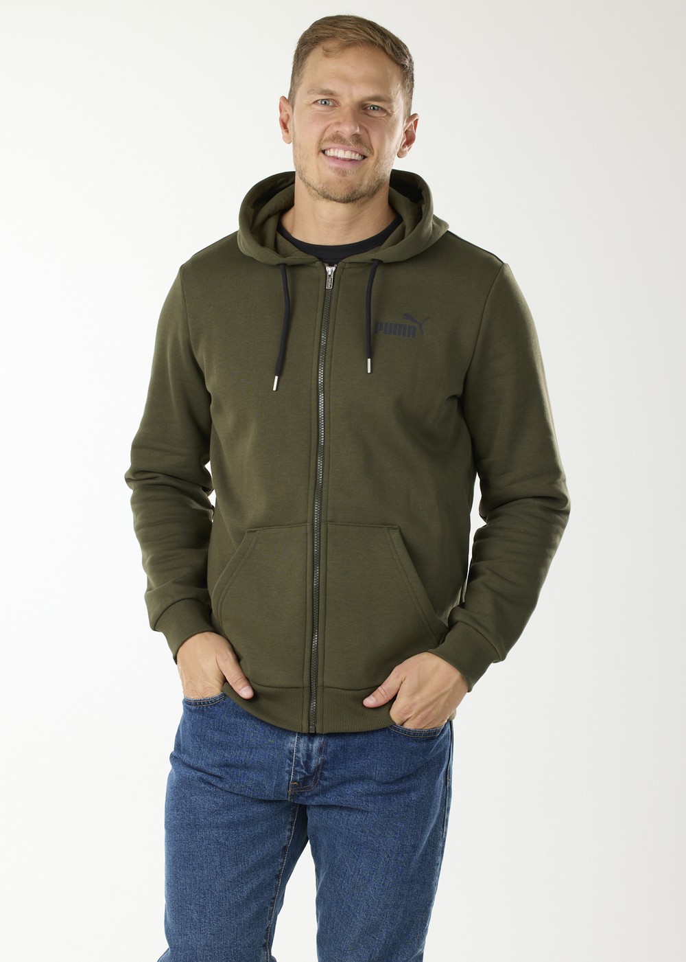 Ess Rebel Fz Hoodie Fl, Dark Olive, Xl,  Hoodies